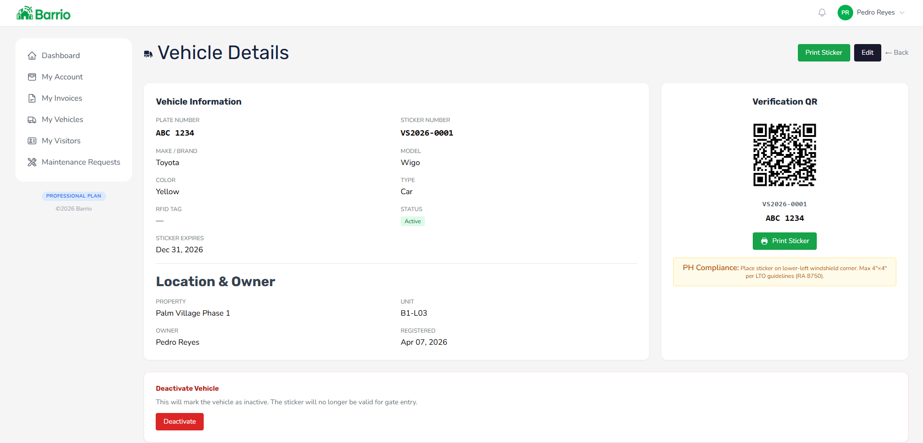 Vehicle registry & sticker management
